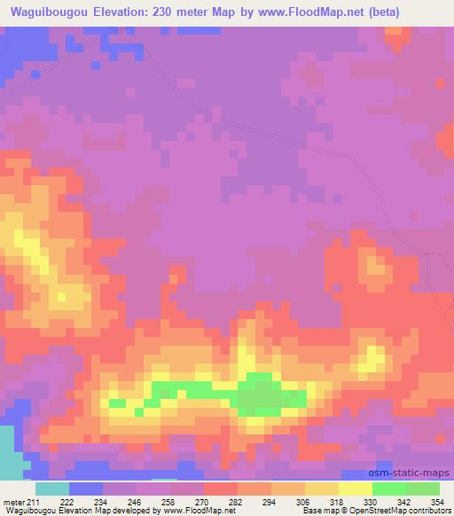 Waguibougou,Mali Elevation Map