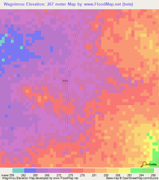 Wagnimou,Mali Elevation Map