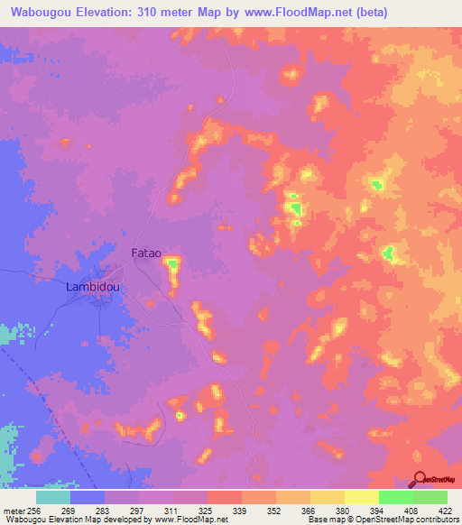 Wabougou,Mali Elevation Map