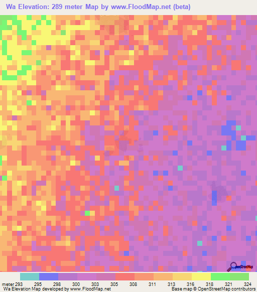Wa,Mali Elevation Map