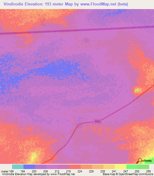 Vindirodie,Mali Elevation Map