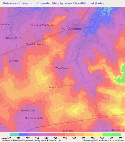 Velakoura,Mali Elevation Map