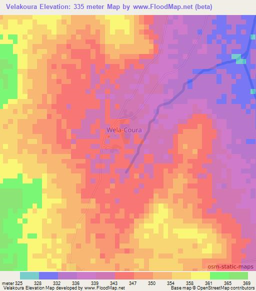 Velakoura,Mali Elevation Map