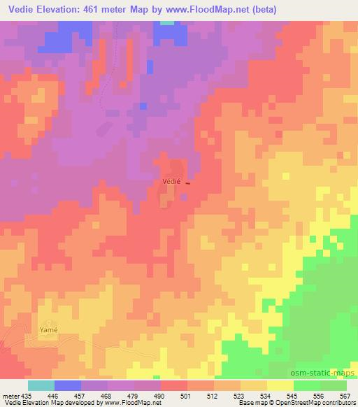 Vedie,Mali Elevation Map