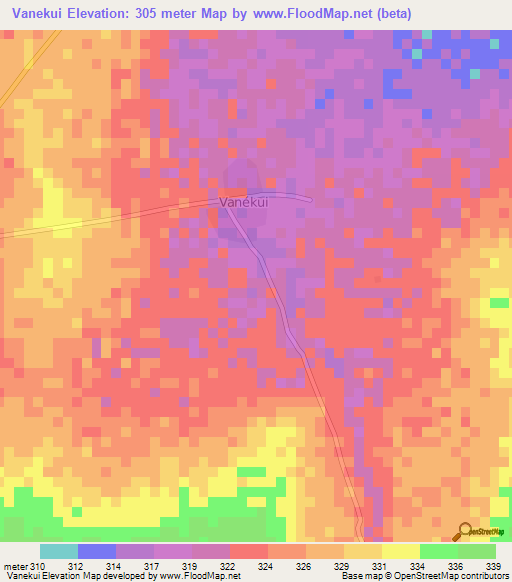 Vanekui,Mali Elevation Map