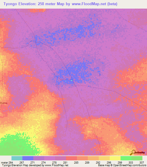 Tyongo,Mali Elevation Map