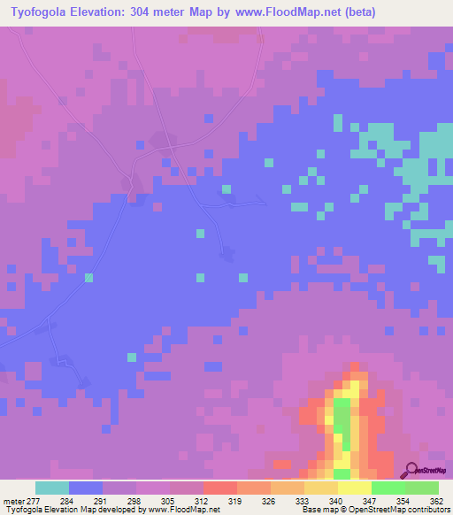 Tyofogola,Mali Elevation Map