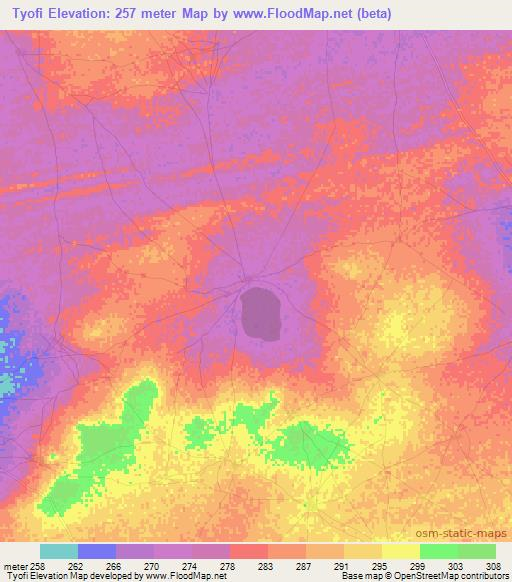 Tyofi,Mali Elevation Map