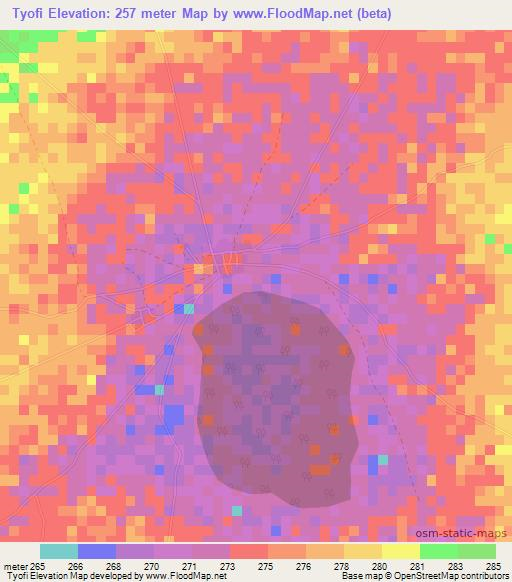 Tyofi,Mali Elevation Map