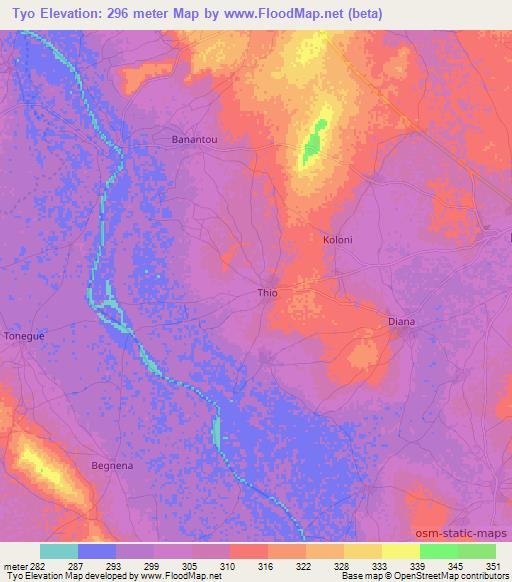 Tyo,Mali Elevation Map