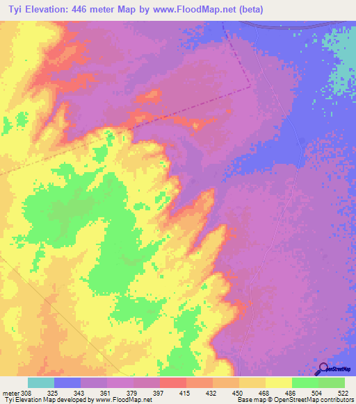 Tyi,Mali Elevation Map