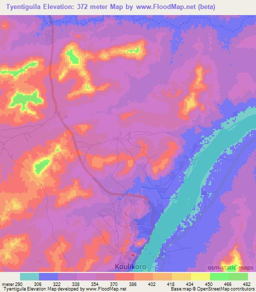 Tyentiguila,Mali Elevation Map