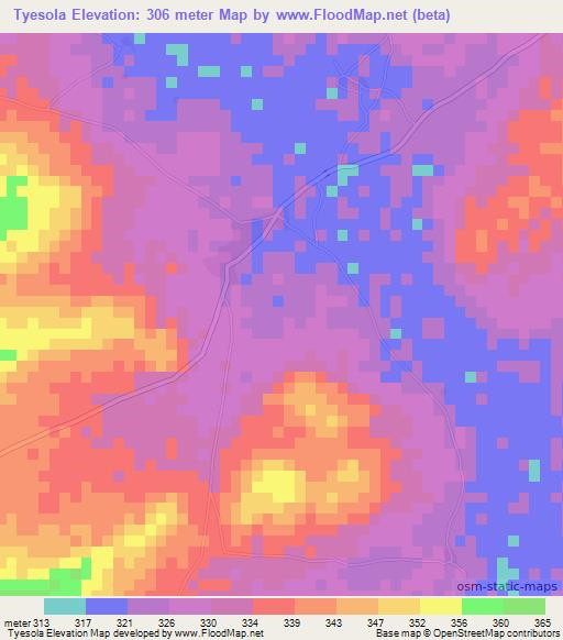 Tyesola,Mali Elevation Map