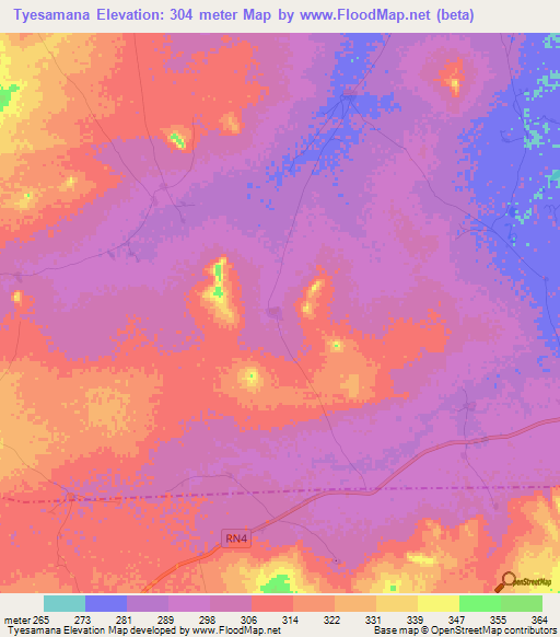 Tyesamana,Mali Elevation Map