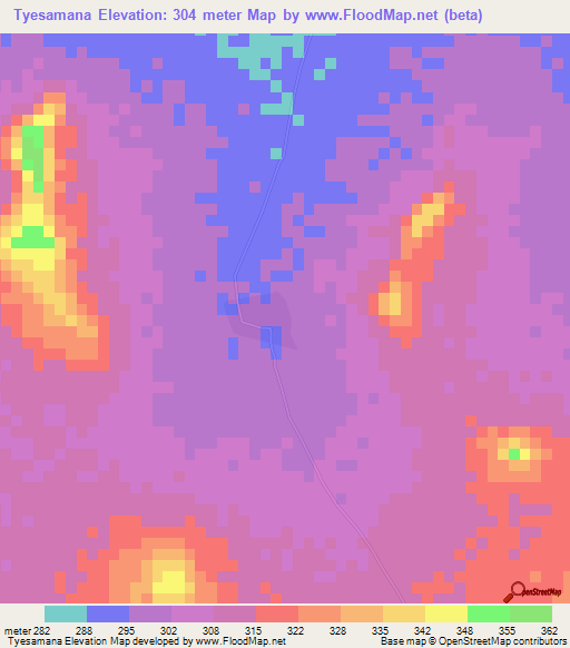 Tyesamana,Mali Elevation Map