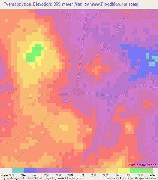 Tyemabougou,Mali Elevation Map