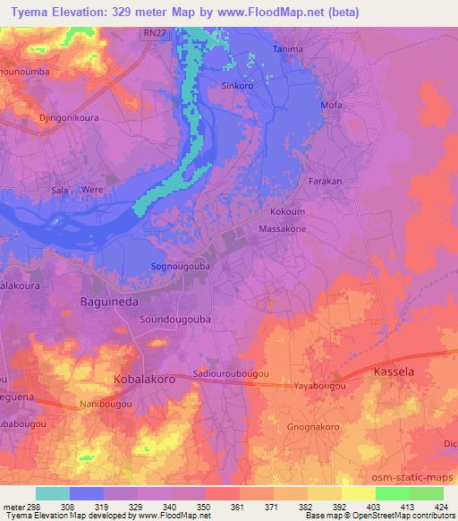 Tyema,Mali Elevation Map