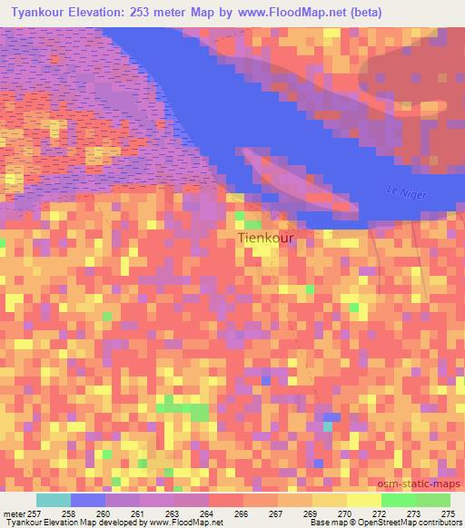 Tyankour,Mali Elevation Map