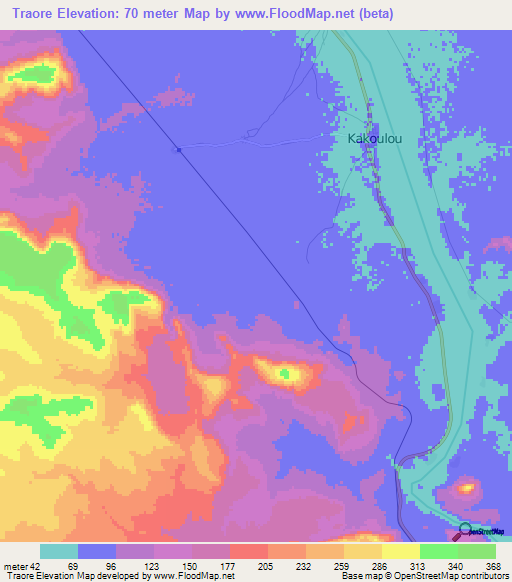 Traore,Mali Elevation Map