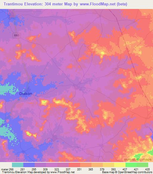 Trantimou,Mali Elevation Map