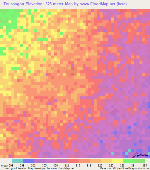 Toussogou,Mali Elevation Map