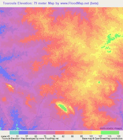 Touroula,Mali Elevation Map