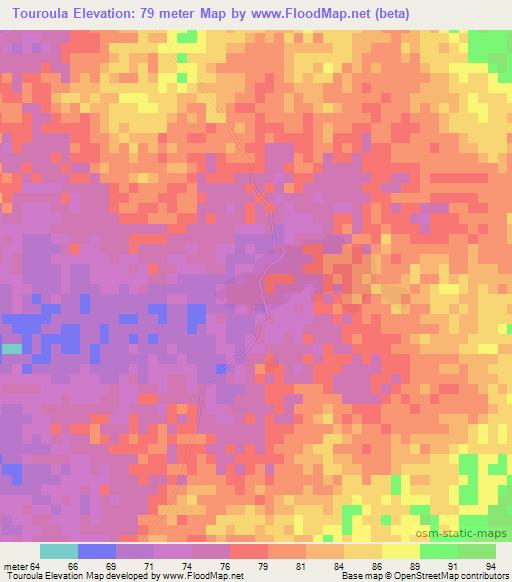 Touroula,Mali Elevation Map