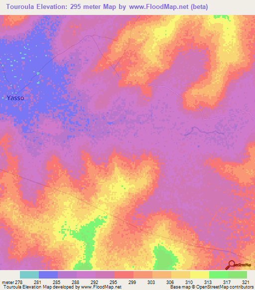 Touroula,Mali Elevation Map
