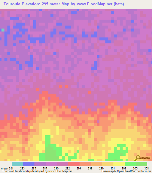 Touroula,Mali Elevation Map