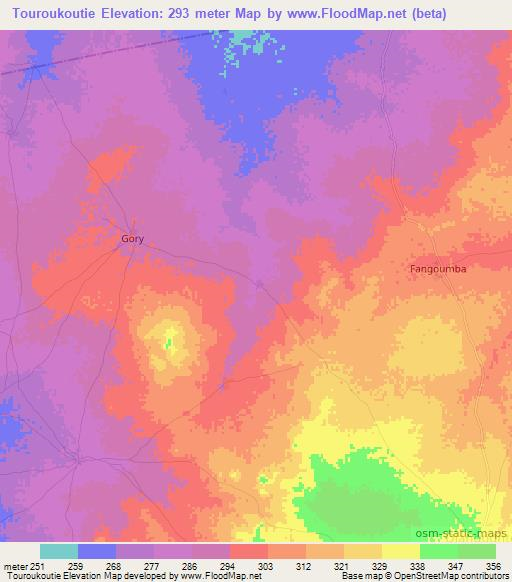 Touroukoutie,Mali Elevation Map