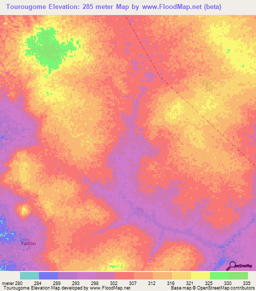 Tourougome,Mali Elevation Map