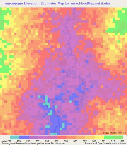 Tourougome,Mali Elevation Map