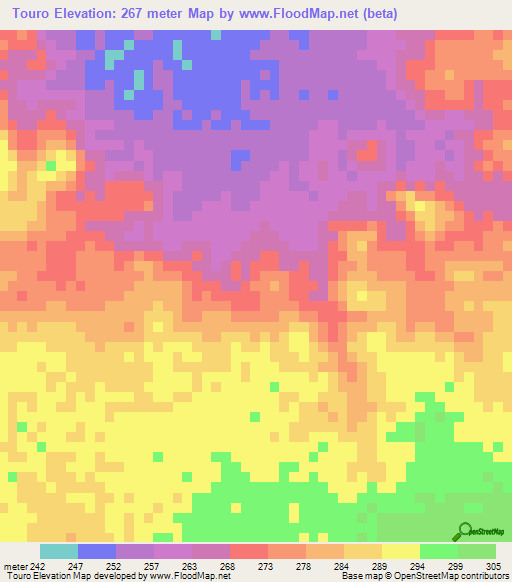 Touro,Mali Elevation Map
