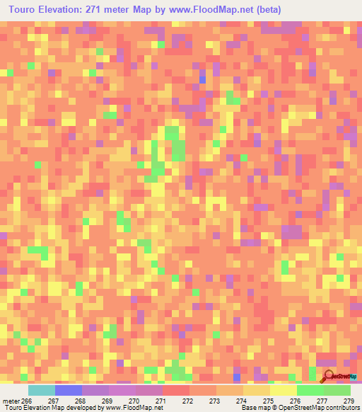 Touro,Mali Elevation Map