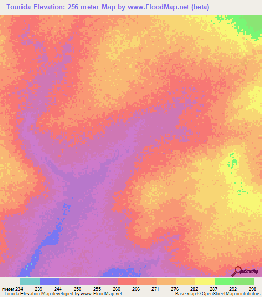 Tourida,Mali Elevation Map