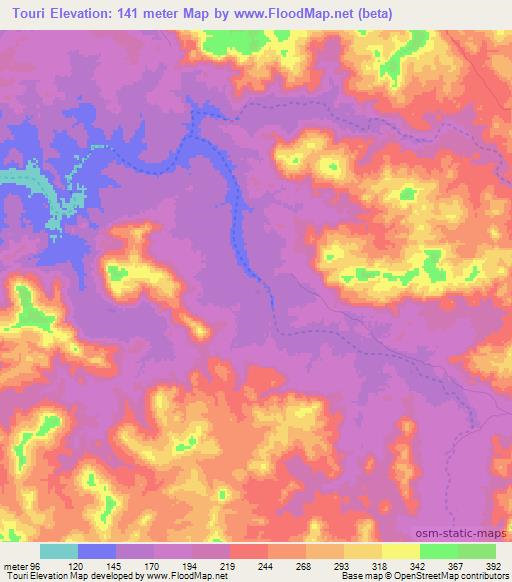 Touri,Mali Elevation Map