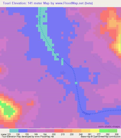 Touri,Mali Elevation Map