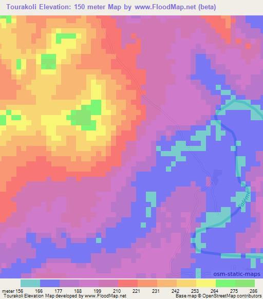 Tourakoli,Mali Elevation Map