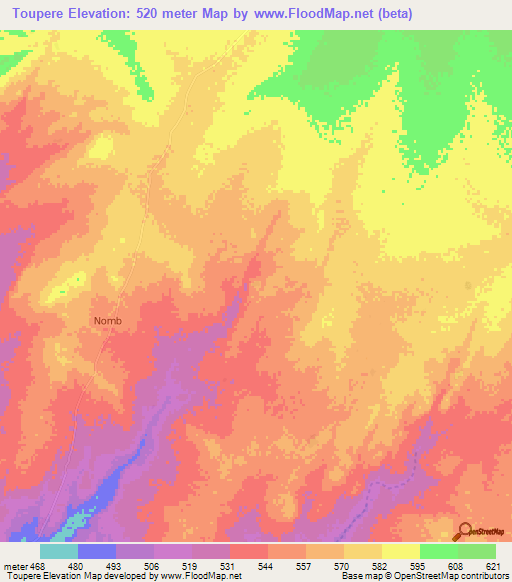 Toupere,Mali Elevation Map
