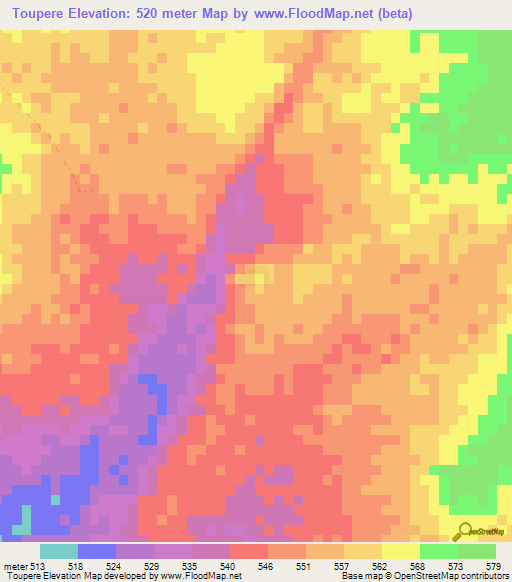 Toupere,Mali Elevation Map