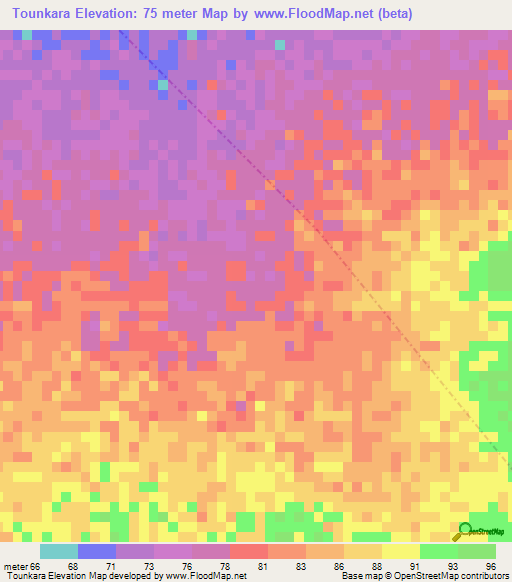 Tounkara,Mali Elevation Map