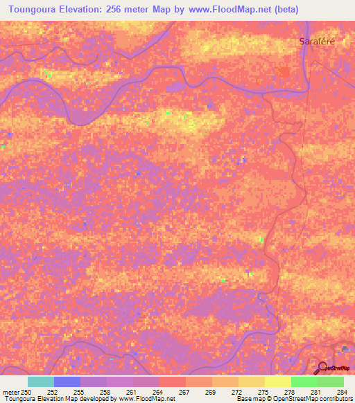 Toungoura,Mali Elevation Map