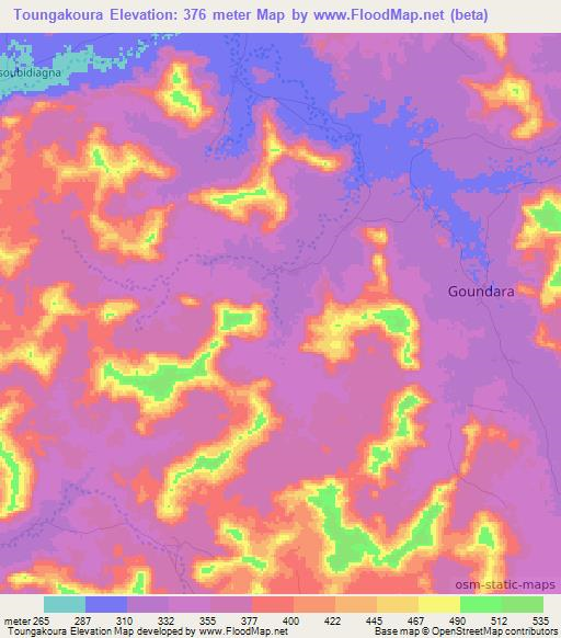 Toungakoura,Mali Elevation Map