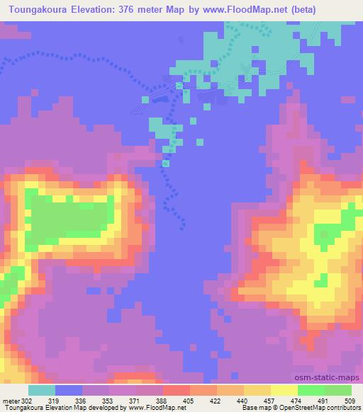Toungakoura,Mali Elevation Map