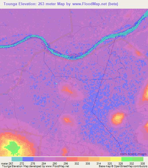 Tounga,Mali Elevation Map