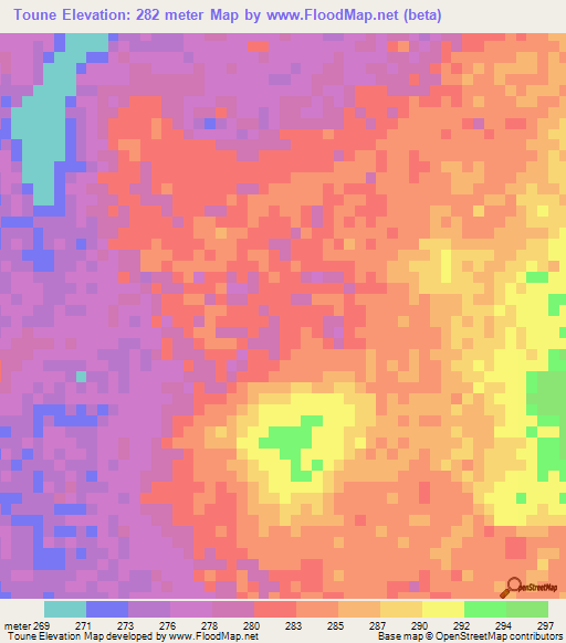 Toune,Mali Elevation Map