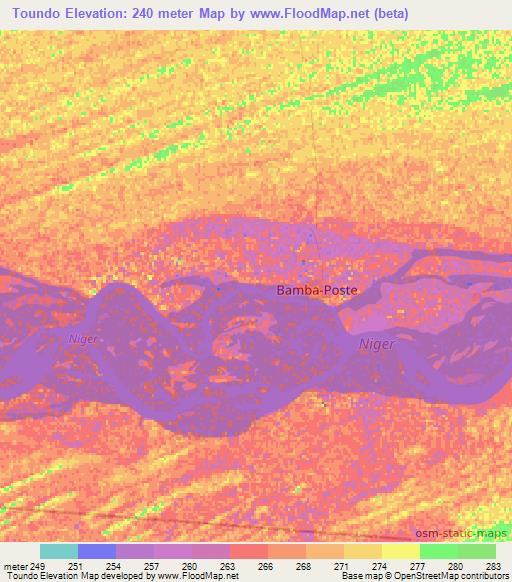 Toundo,Mali Elevation Map