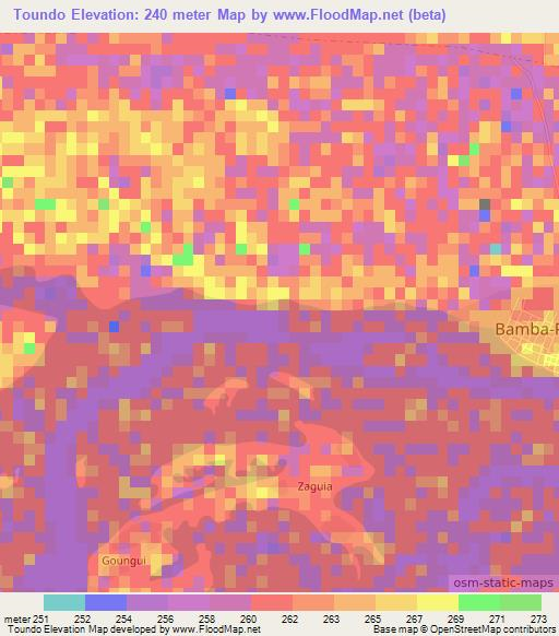 Toundo,Mali Elevation Map