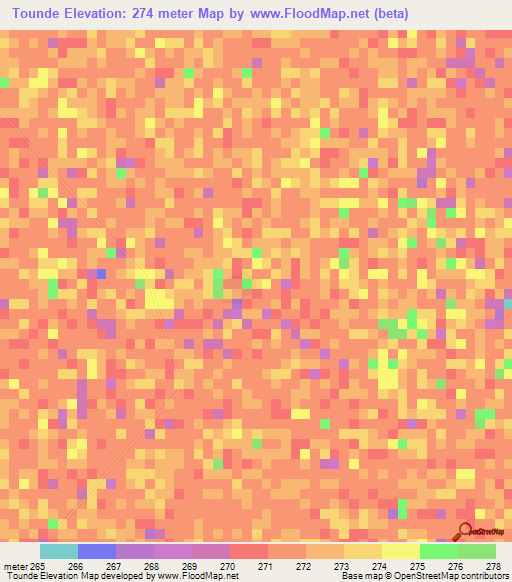 Tounde,Mali Elevation Map