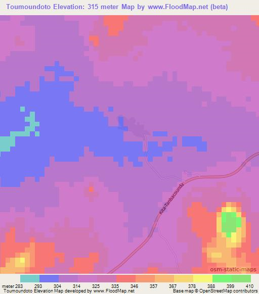 Toumoundoto,Mali Elevation Map